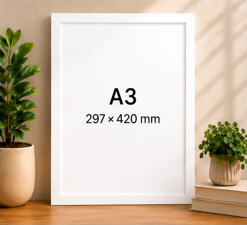 A3 White Photo Frame | 1 Inch Wall Frame | Premium Quality | Pixora