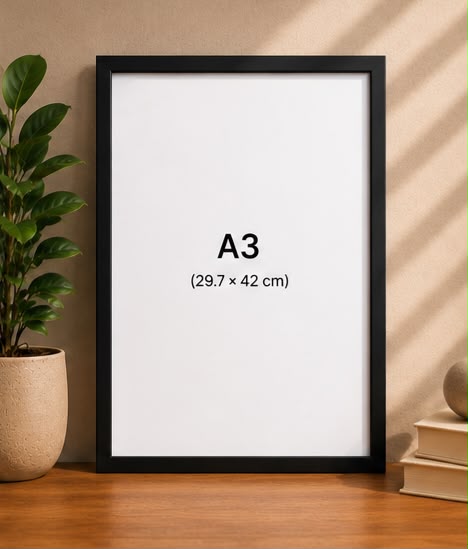 A3 Black Photo Frame | 1 Inch Wall Frame | Premium Quality | Pixora